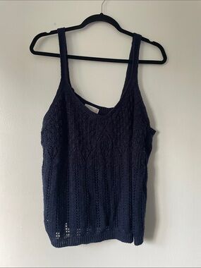 LC Lauren Conrad Navy Crochet Knit Tank Size XXL